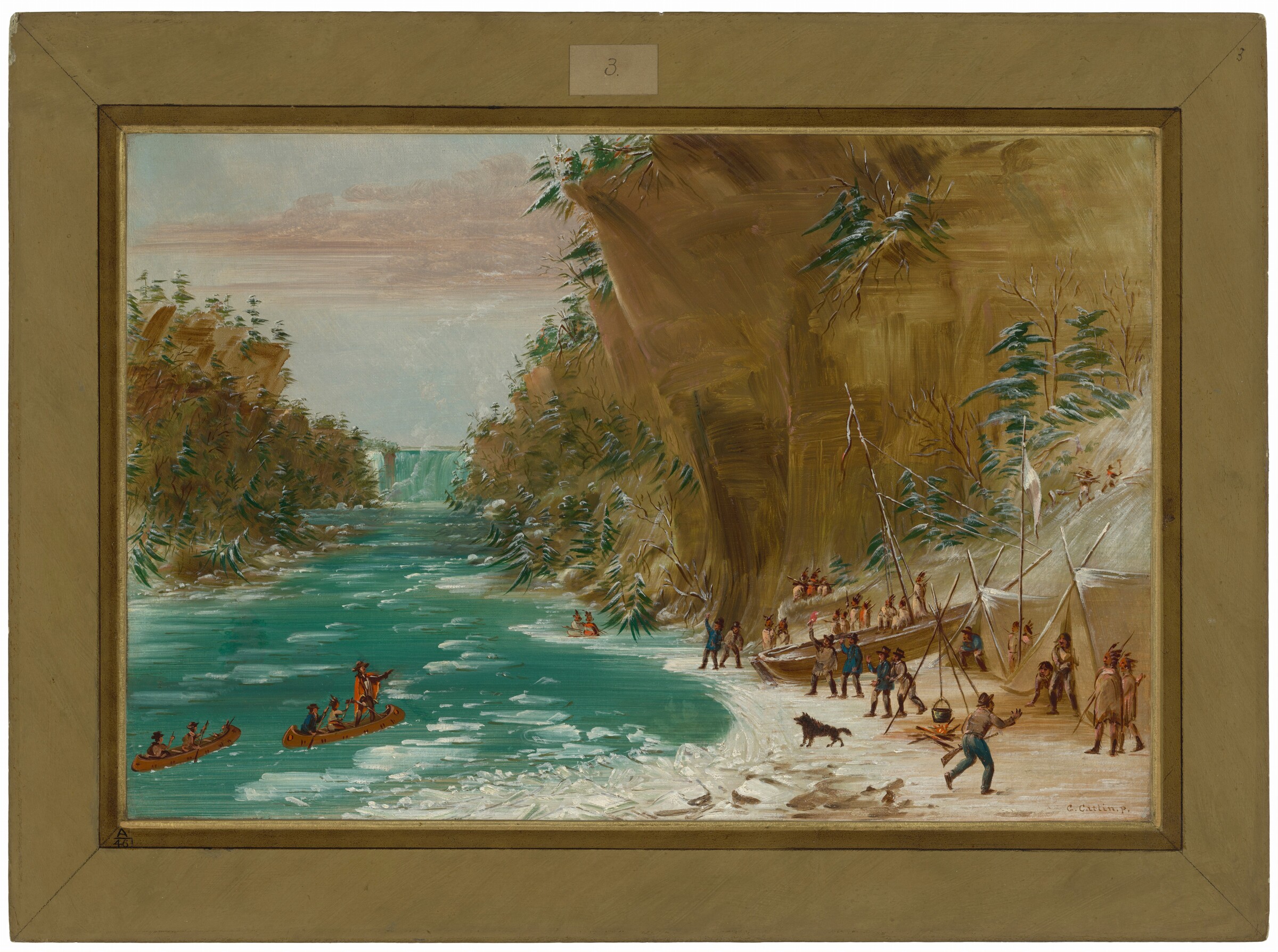 The Expedition Encamped below the Falls of Niagara.  January 20, 1679, George Catlin, 1847/1848