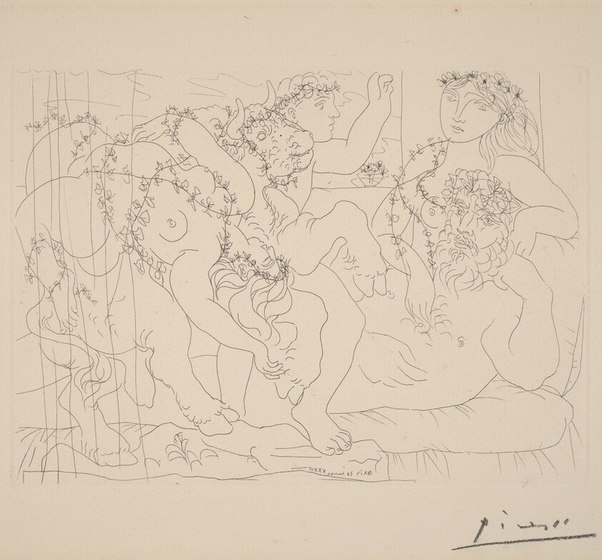 Sculptor, Model, and Boy with a Sculpture Representing the Abduction of Europa (Sculpteur, garçon et modèle avec un groupe sculpté représentant le rapt d'Europe)