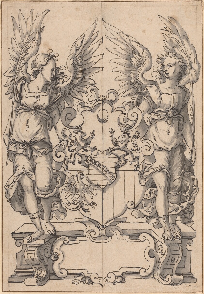 Two Angels Holding a Coat of Arms