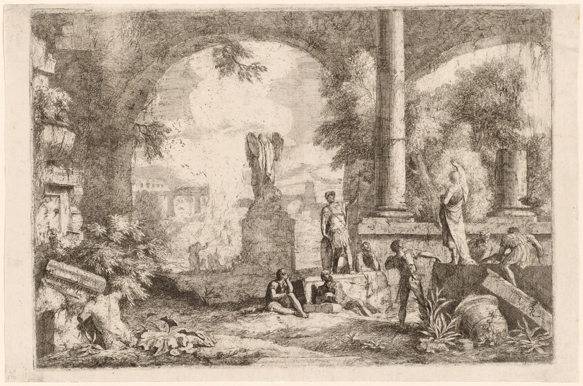 Capriccio of Antique Ruins with Men Gazing at a Classical Orator