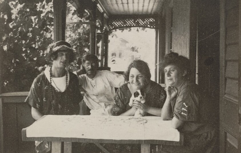 Self-Portrait as Woman with Unknown Man and Women