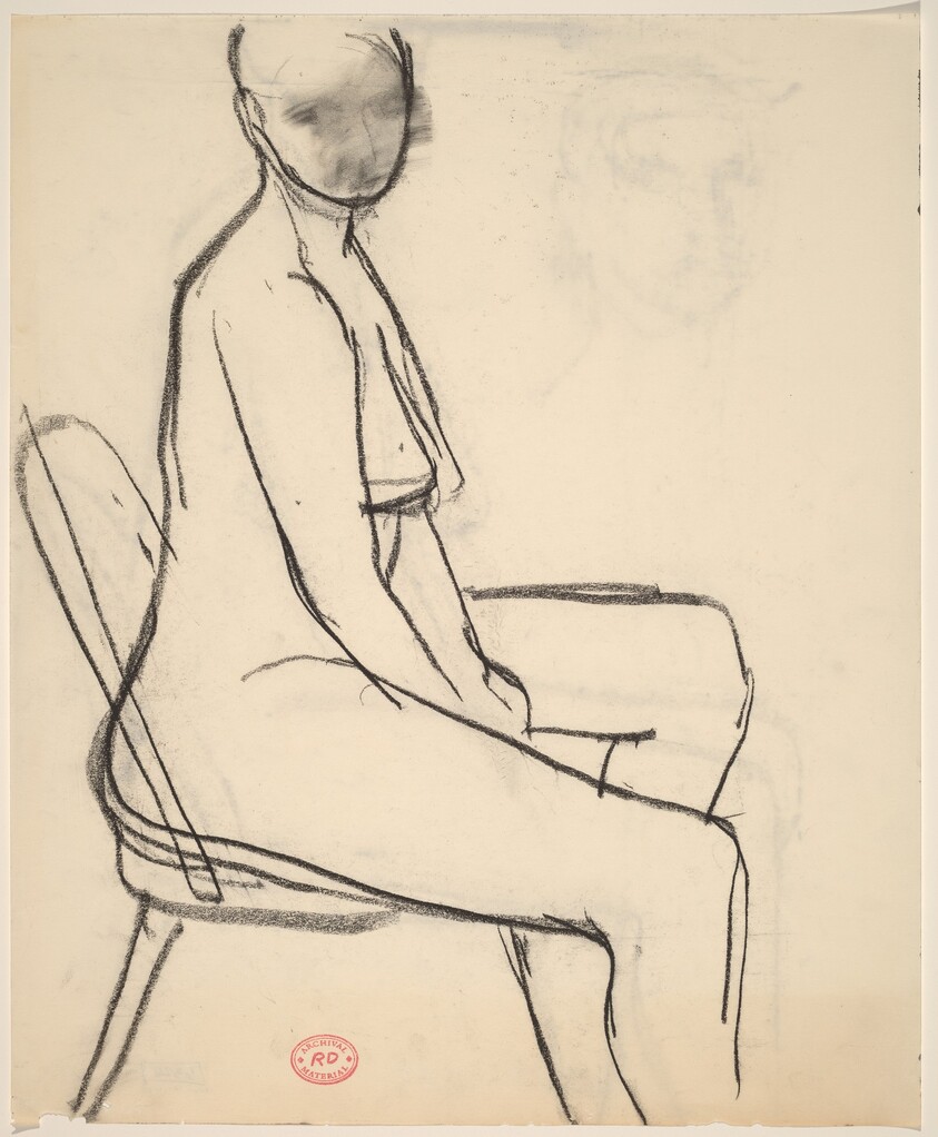 Untitled [seated female nude: side view]
