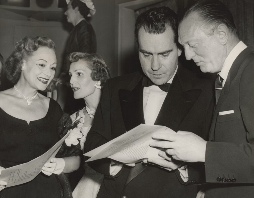 Maid of Cotton Award: Karen Stark, Mrs. Richard M. Nixon, Vice President Nixon and Harvey Berin
