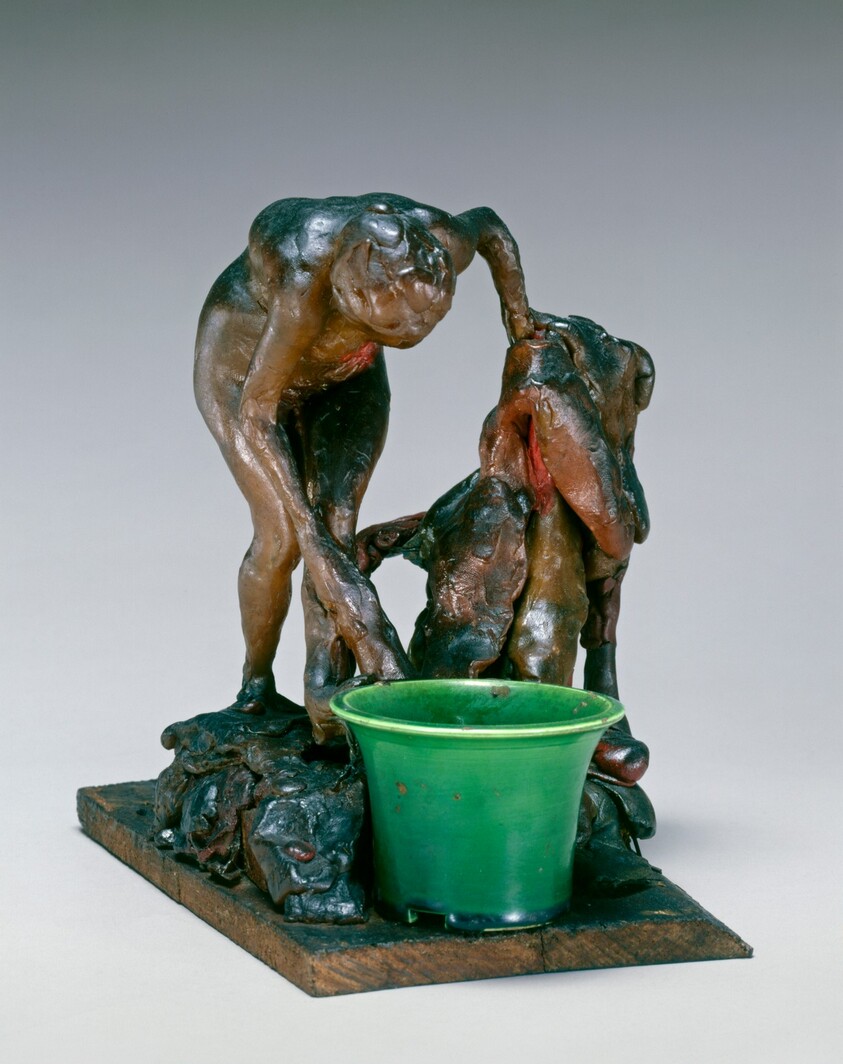 Woman Washing Her Left Leg