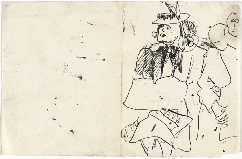 Woman Wearing Hat, Seated with Other Figures