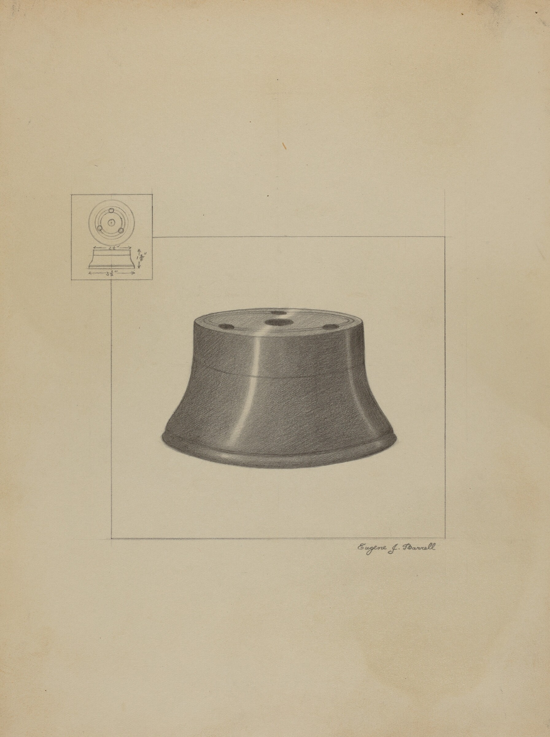 Pewter Inkwell, Eugene Barrell, c. 1936
