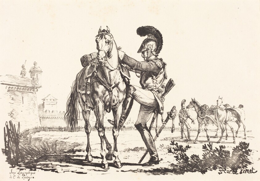 Carabinier Mounting a Horse
