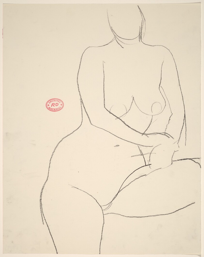 Untitled [front view of a standing nude with her left leg elvated]