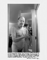 Wandering Motel rooms San Francisco Portland Seattle & Kenyon College one month, poetry readings, book signings, interviews, I snapped self-portraits in clothes closet & bathroom mirrors midnights before bed whenever I saw full length views & doubled reflections. Sometime September 1991., Allen Ginsberg, 1991