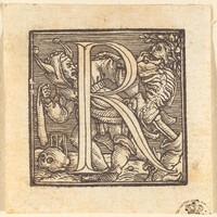 Letter R, Hans Lützelburger after Hans Holbein the Younger, c. 1523