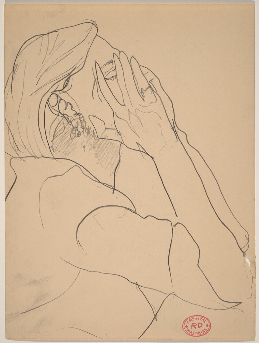 Untitled [woman covering her face with her hands]