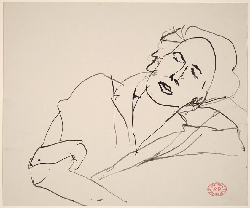 Untitled [model resting head on left arm]