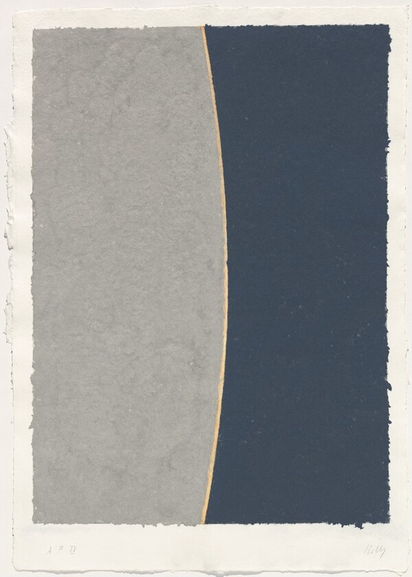 Colored Paper Image VIII (Gray Curve with Blue)