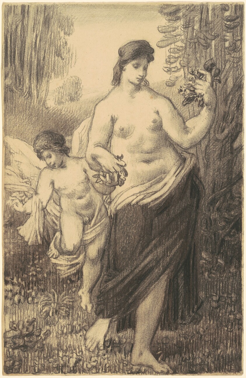 Nude Walking with Cupid