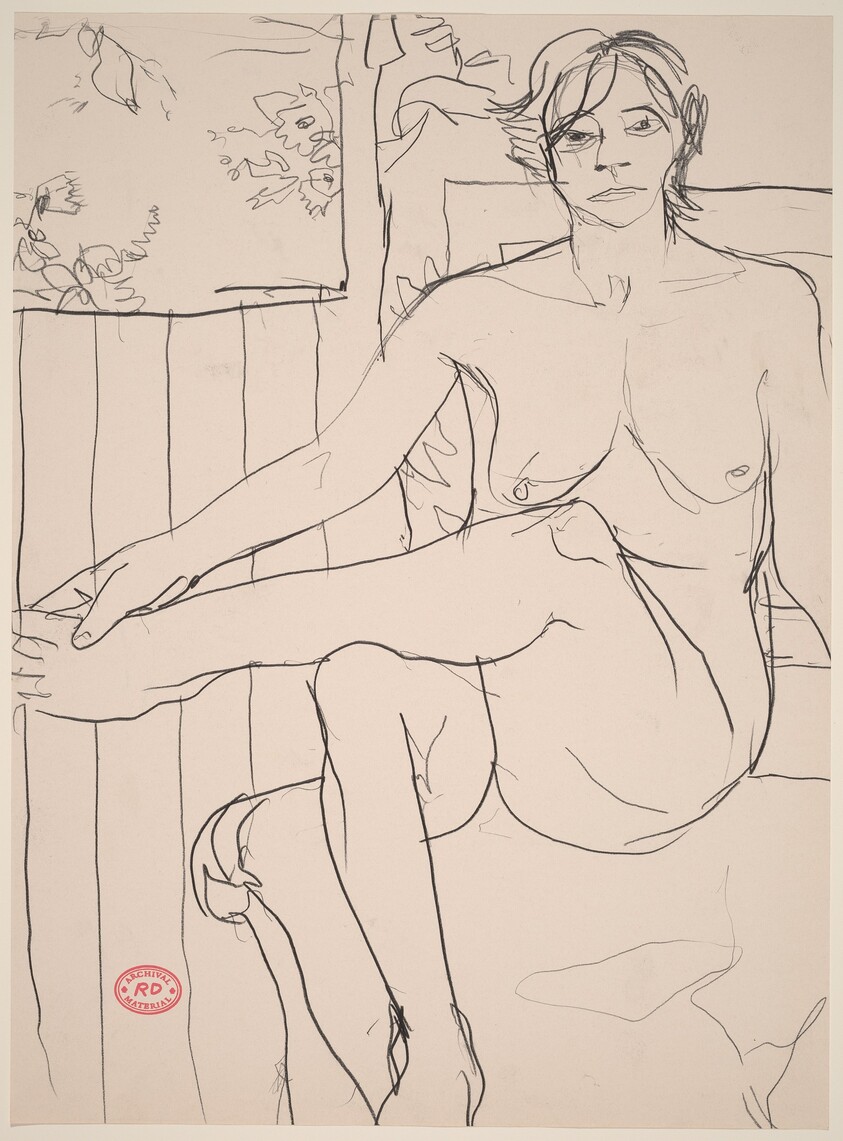 Untitled [seated nude crossing her leg and holding her left foot]