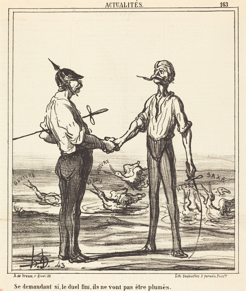 Se demandant si, le duel fini, ils ne vont pas etre plumes