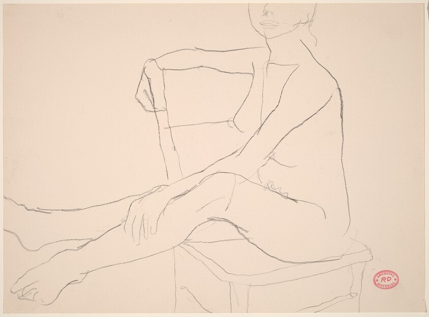 Untitled [seated female nude turned sideways in chair]