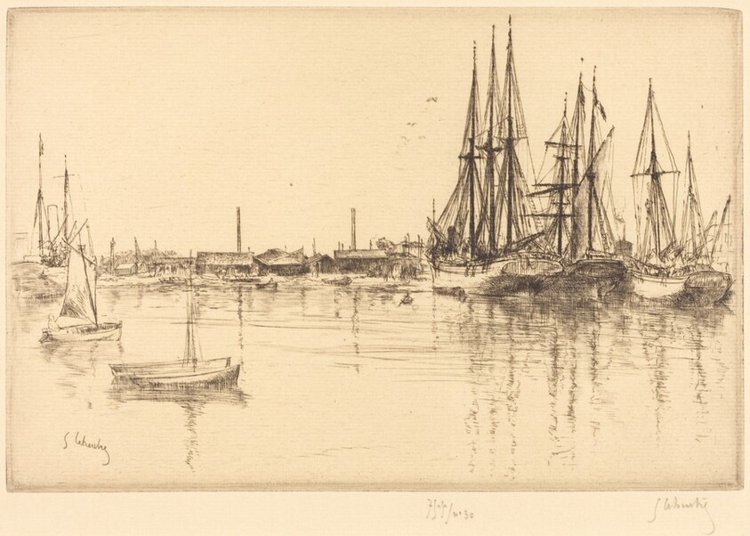 Sailing Ships in the Bassin Neuf at La Rochelle (Les Voiliers du Bassin Neuf, a La Rochelle)