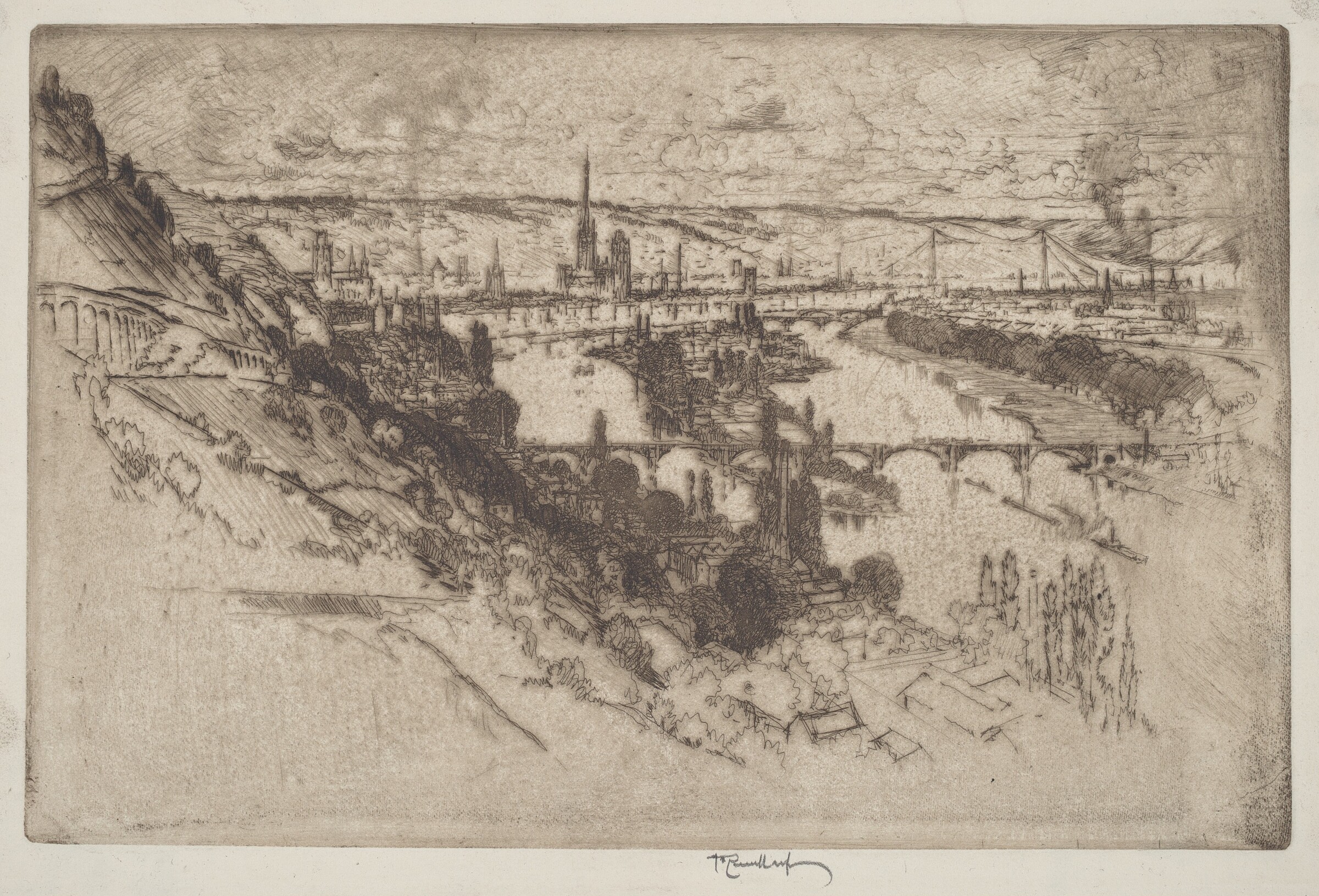 Rouen, from Bon Secours, Joseph Pennell, 1907
