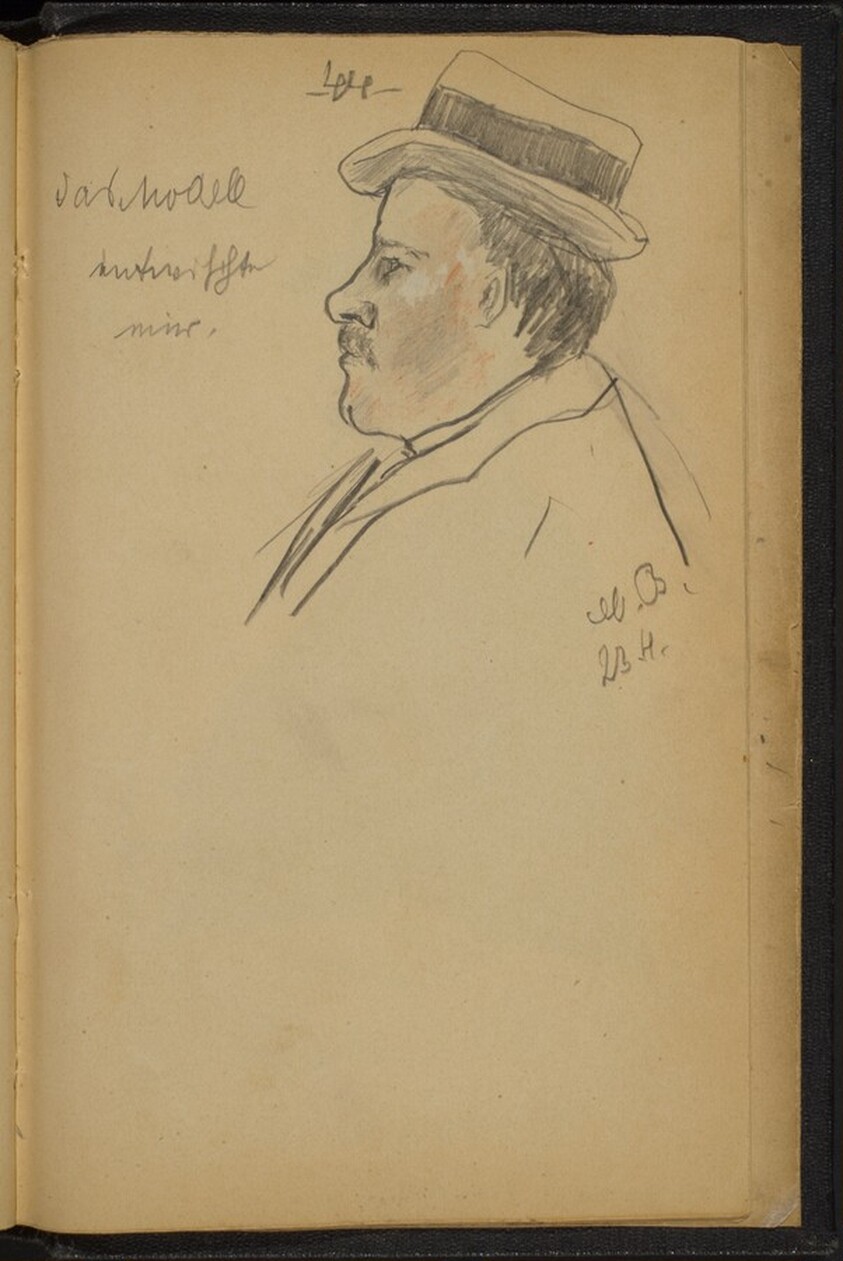 Man Wearing a Hat in Profile to the Left