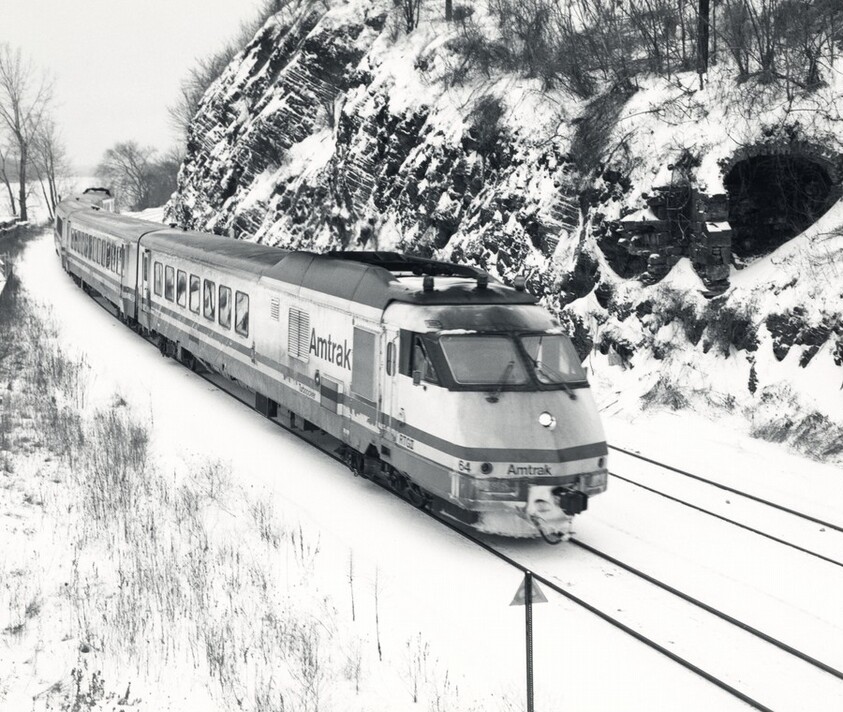 Amtrak Turbo in Snow, Hudson, New York