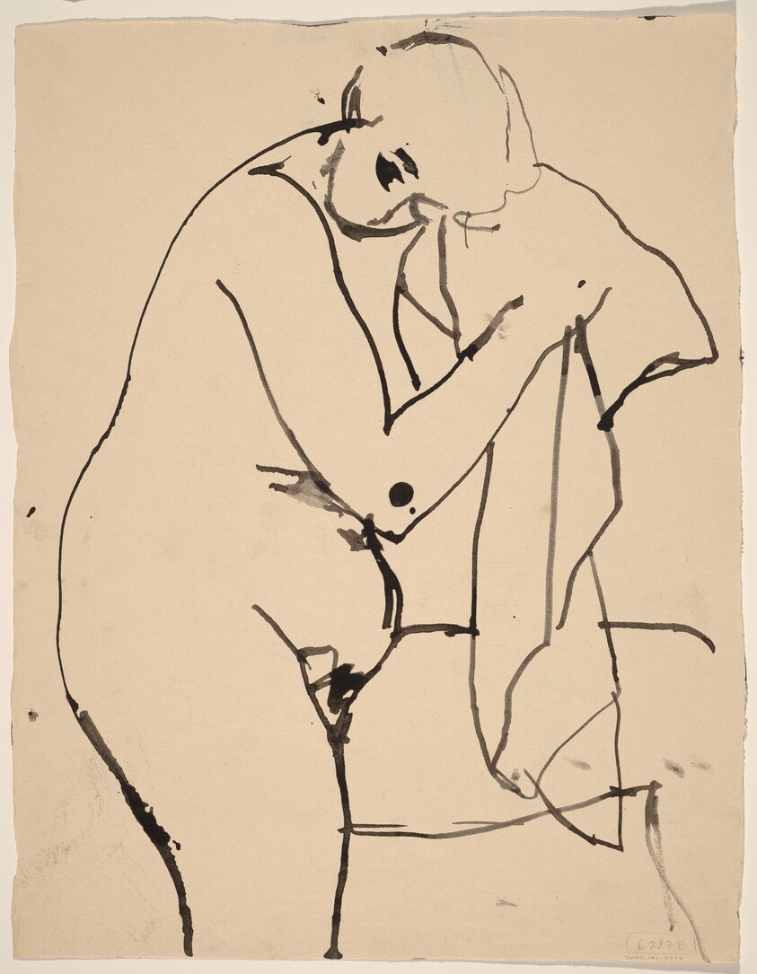 untitled [female nude holding cloth] [verso]