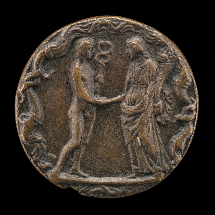 Mercury Shaking Hands with a Personification of the Church [reverse]
