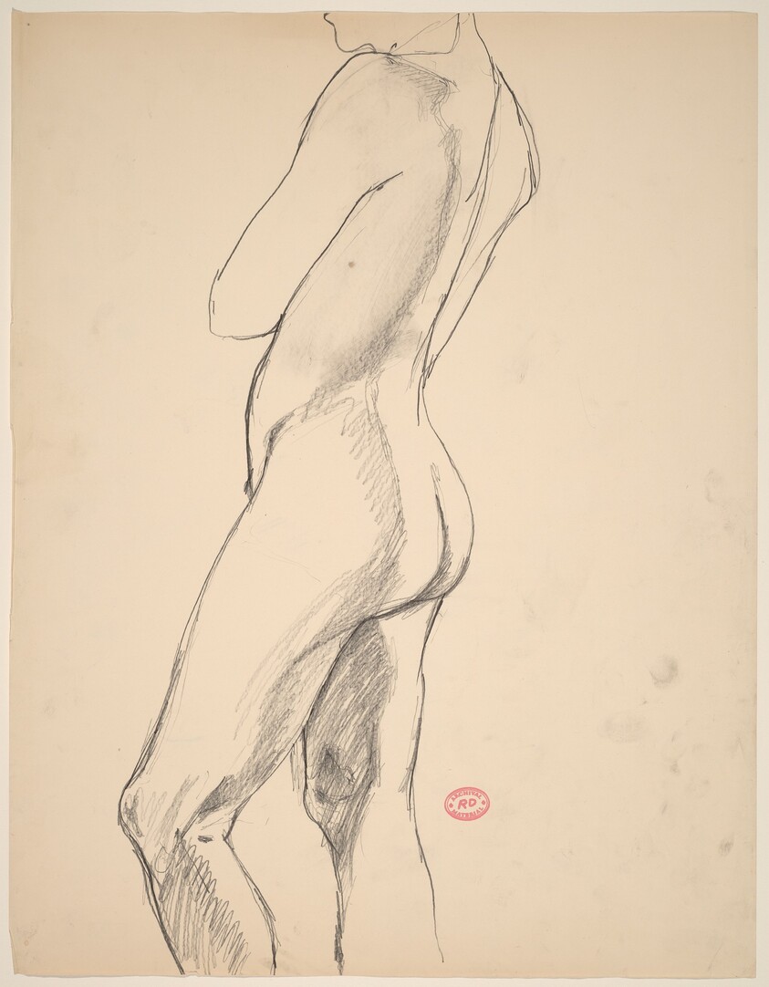Untitled [side view of a standing nude]