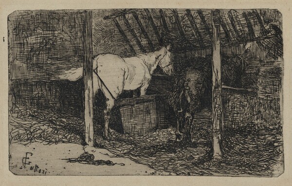 Interior of a Stable with Horses (Interno di stalla con cavalli)
