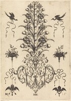Hyacinth-Shaped Brooch with Birds at Top and Devil's- and Angel's-Head at Bottom, Daniel Mignot, 1596