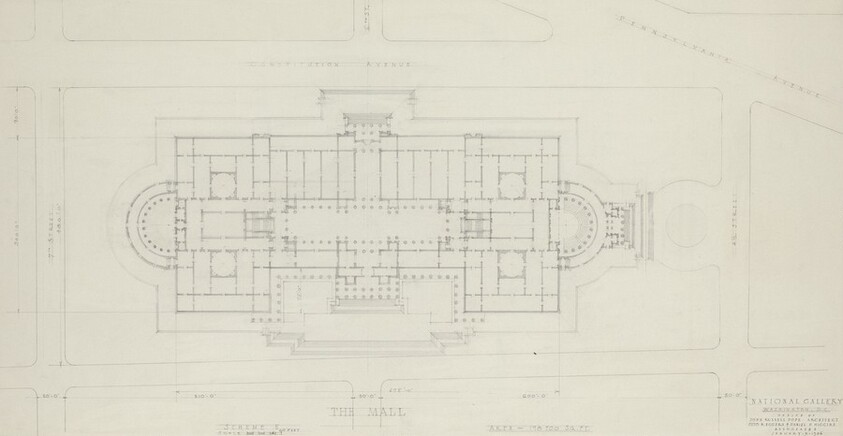 Early Plan Study for Site on Axis of 6th Street