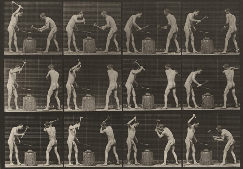 Plate Number 374. Blacksmiths, hammering on anvil