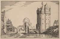 Town Gate, Claes Jansz Visscher after Johannes van Doetechum, the Elder after Lucas van Doetechum after Master of the Small Landscapes, published 1612