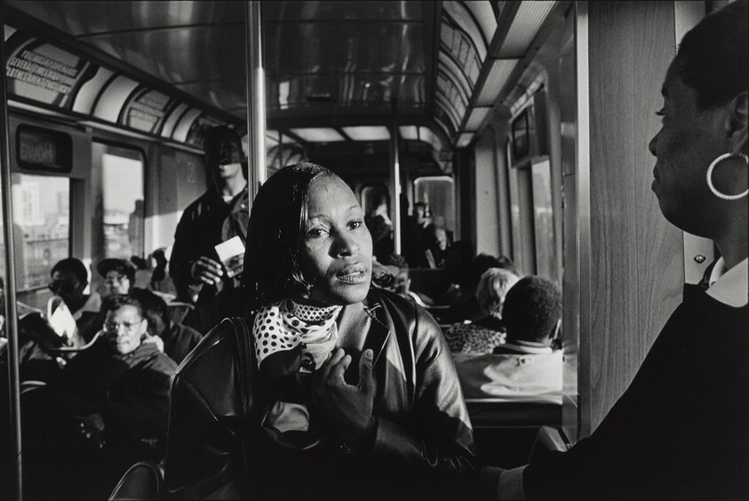 7:00 A.M.: Margie rides the train to her job-training class in downtown Chicago. Accompanying her is Cherilyn, a resident at the Olive Branch who recently found a job as a home-care worker.
