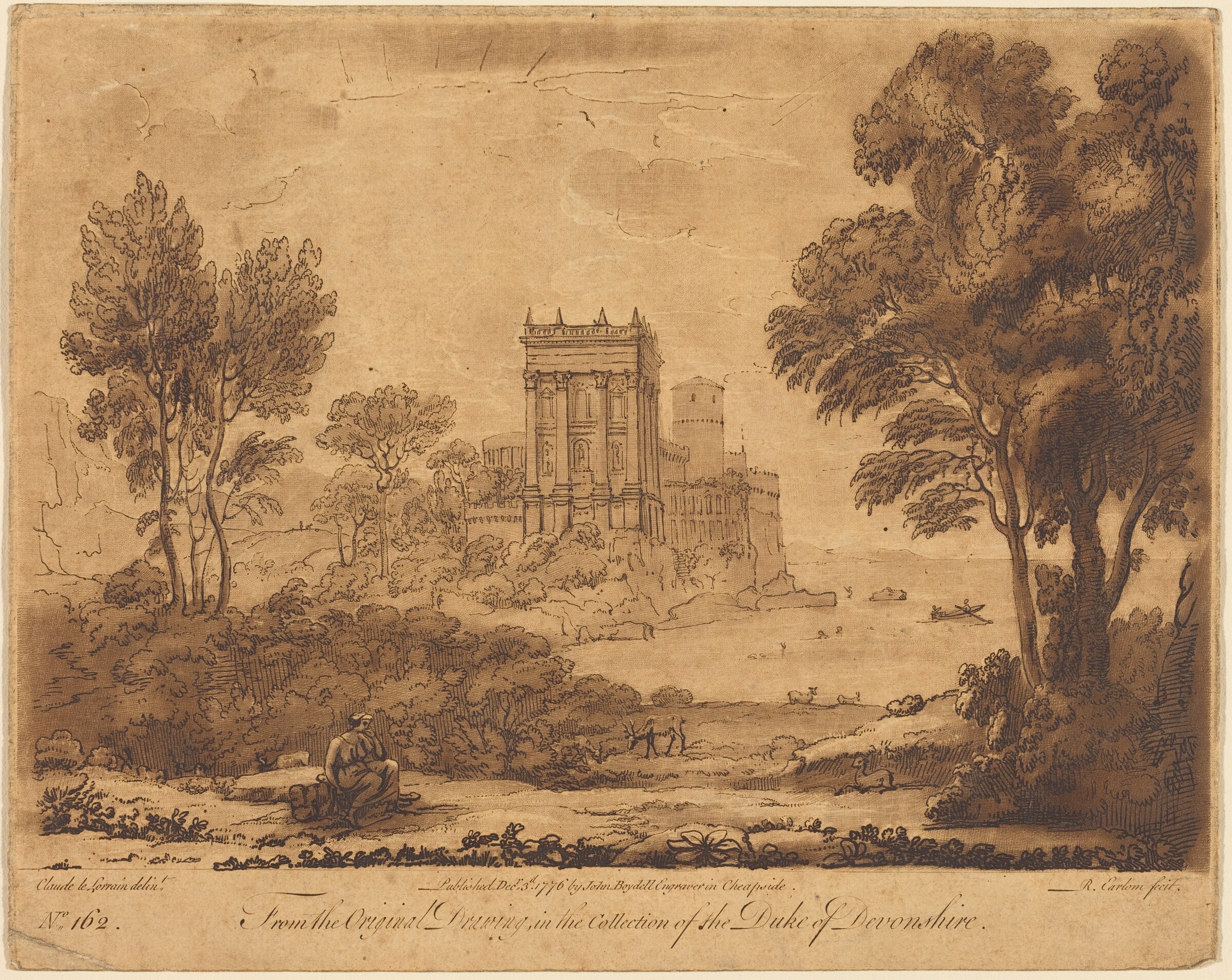 Landscape No. 162 from "Liber Veritatis", Richard Earlom after Claude Lorrain