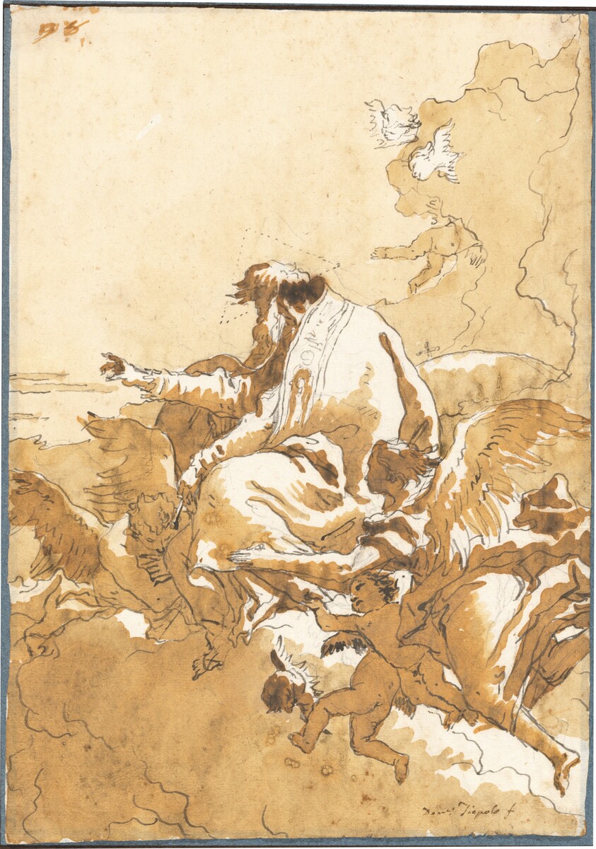 God the Father Seated in Clouds Surrounded by Angels and Putti