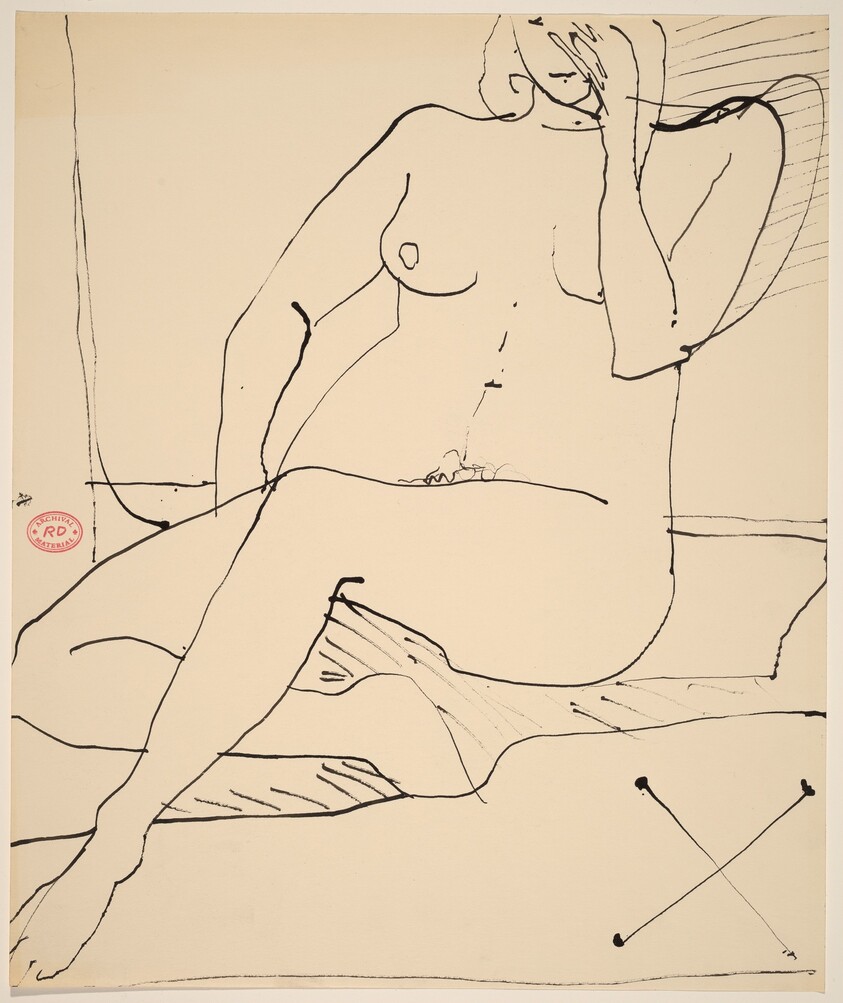 Untitled [seated nude with her left hand touching her face]
