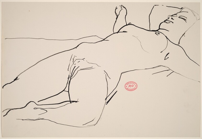 Untitled [reclining female nude with extended arms]