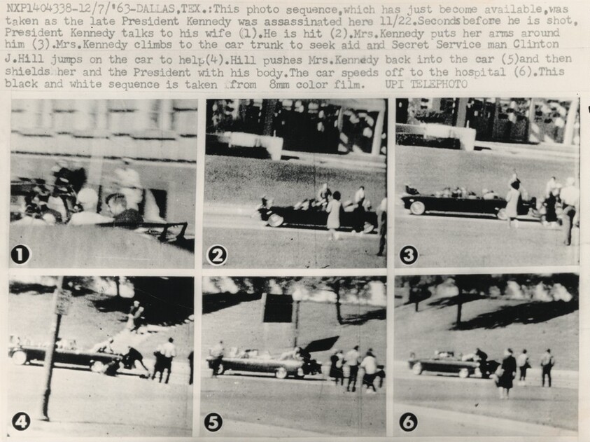Title from caption on object: “This Photo Sequence Was Taken as the Late President Kennedy Was Assassinated...”