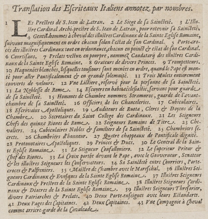 French captions to 'La Calvacatura con le sue Cerimonie'