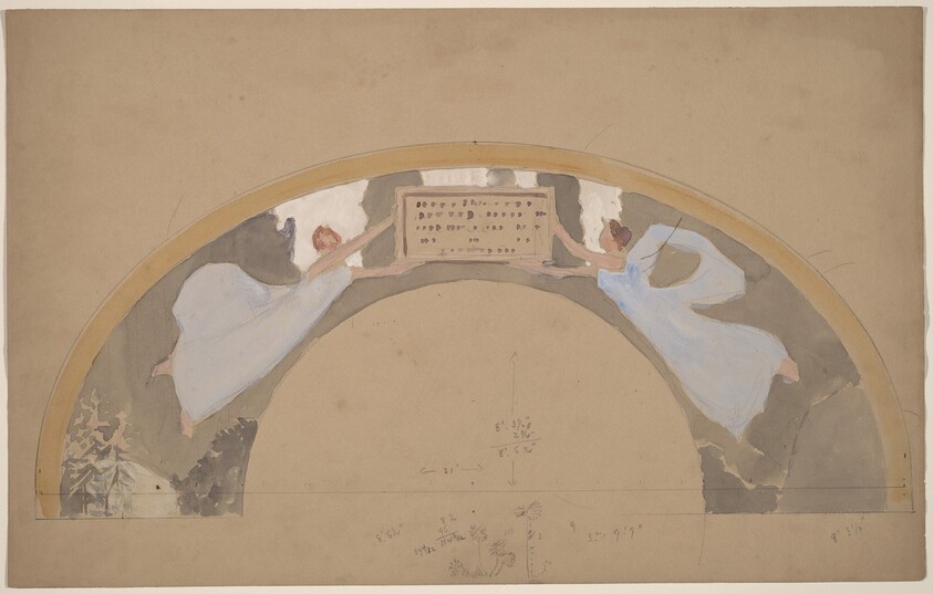 Study of Two Female Figures in Arched Border