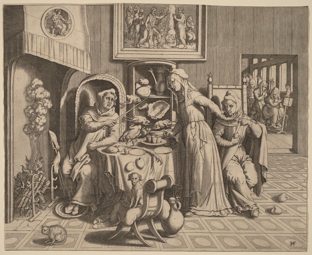 The Amorous Nun between the Abbot and the Monk