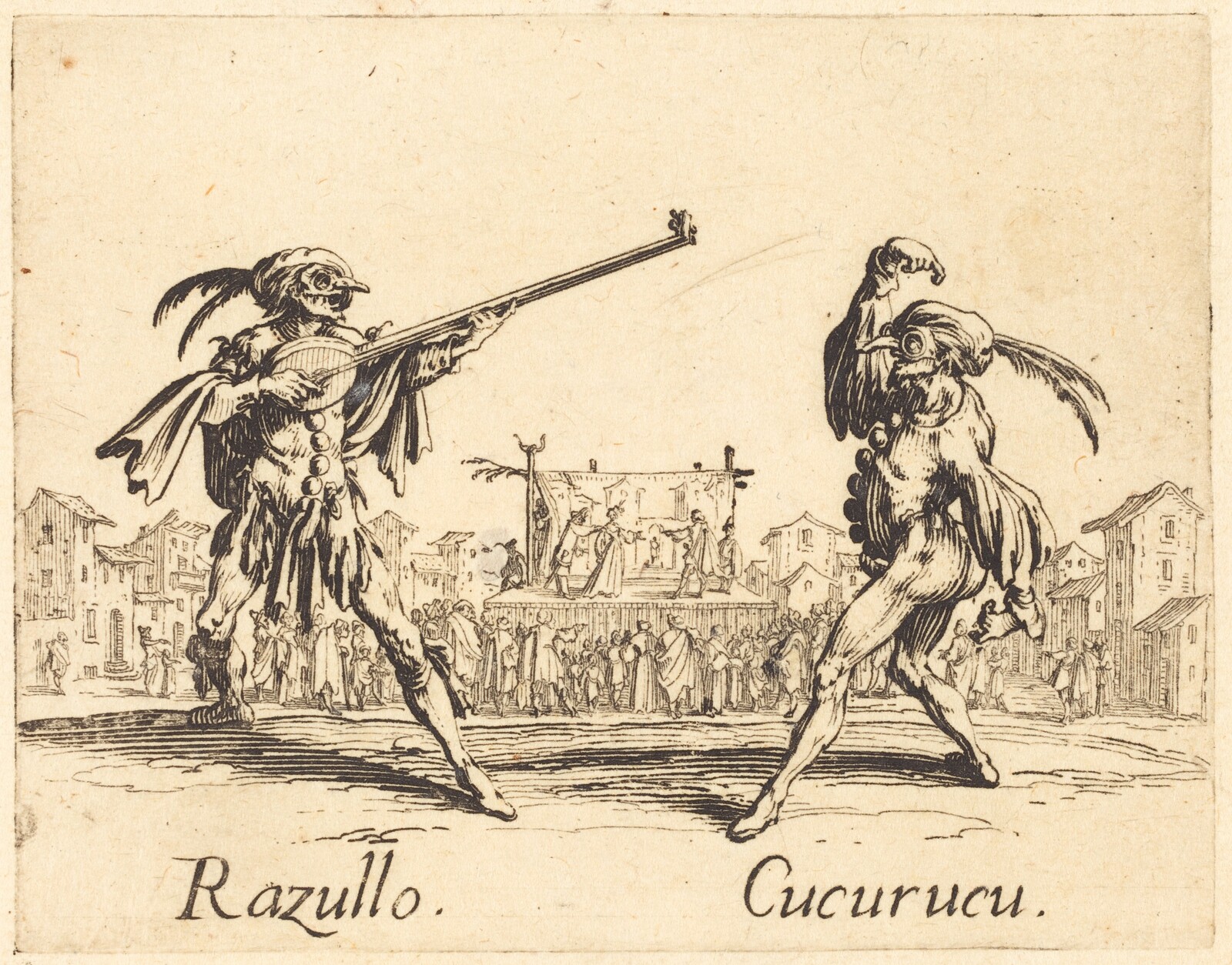 Razullo and Cucurucu, Jacques Callot, c. 1622