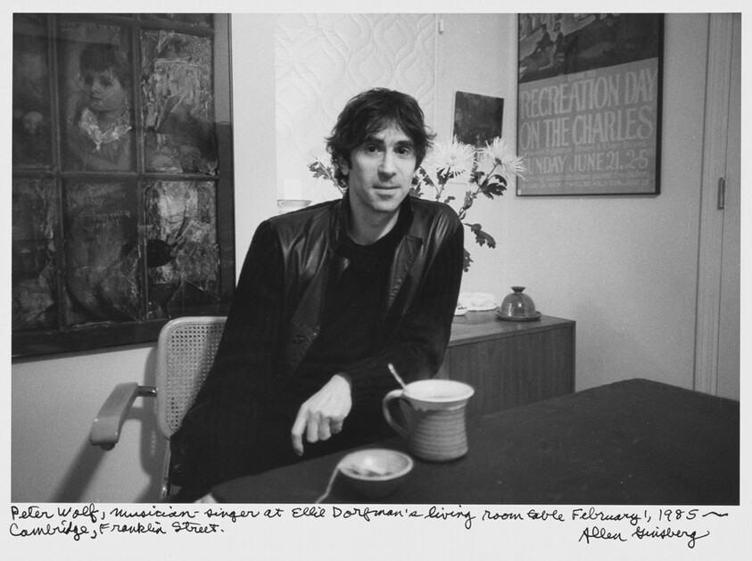 Peter Wolf, musician-singer at Ellie Dorfman's living room table February 1, 1985 -- Cambridge, Franklin Street.