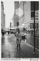 W.S. Burroughs leaving my photo show Holly Solomon Gallery 57th Street & 5th Avenue, New York January 1985., Allen Ginsberg, 1985