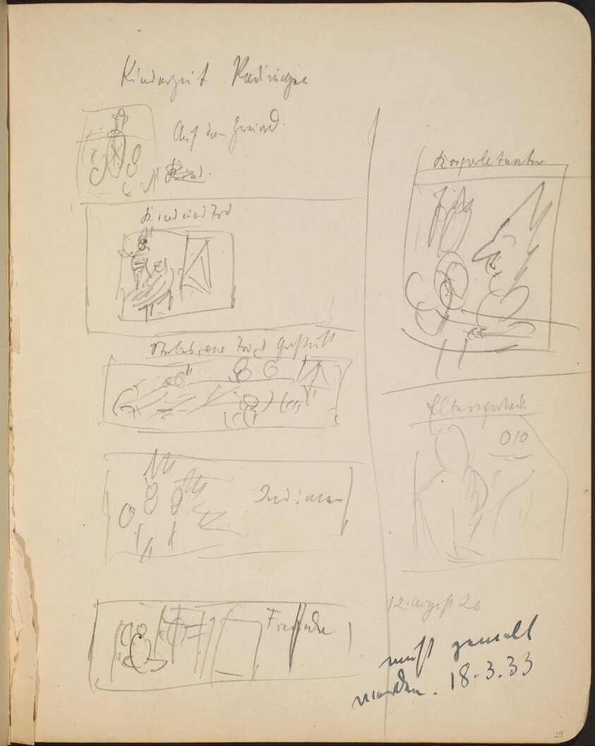 Sieben bezeichnete Skizzen (Seven Sketches with Inscriptions) [p. 29]