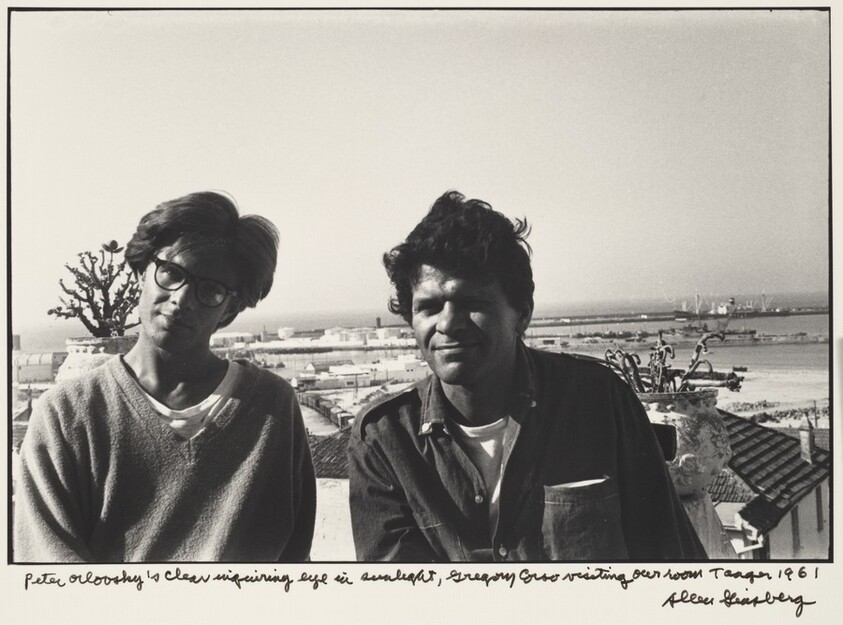 Peter Orlovsky's clear inquiring eye in sunlight, Gregory Corso visiting our room, Tangier
