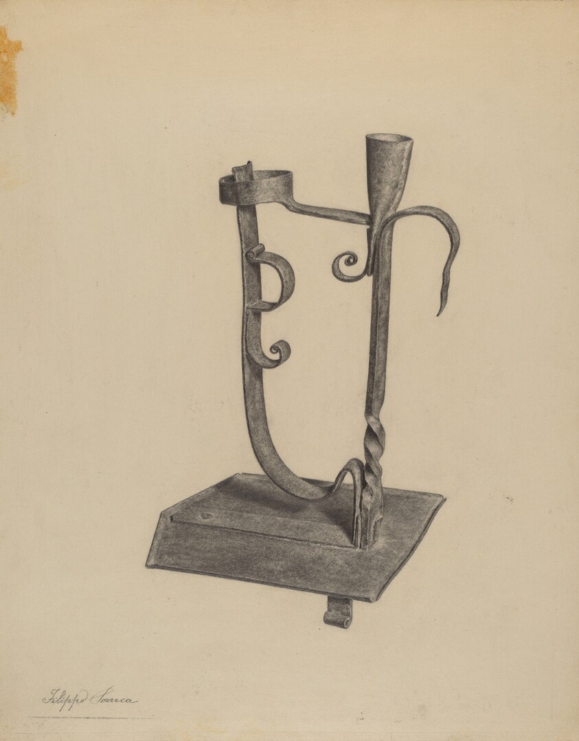 Rush Light and Candle Holder