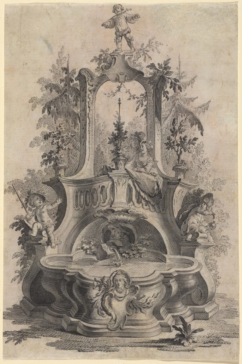 Rococo Fountain with Lovers and the Four Elements