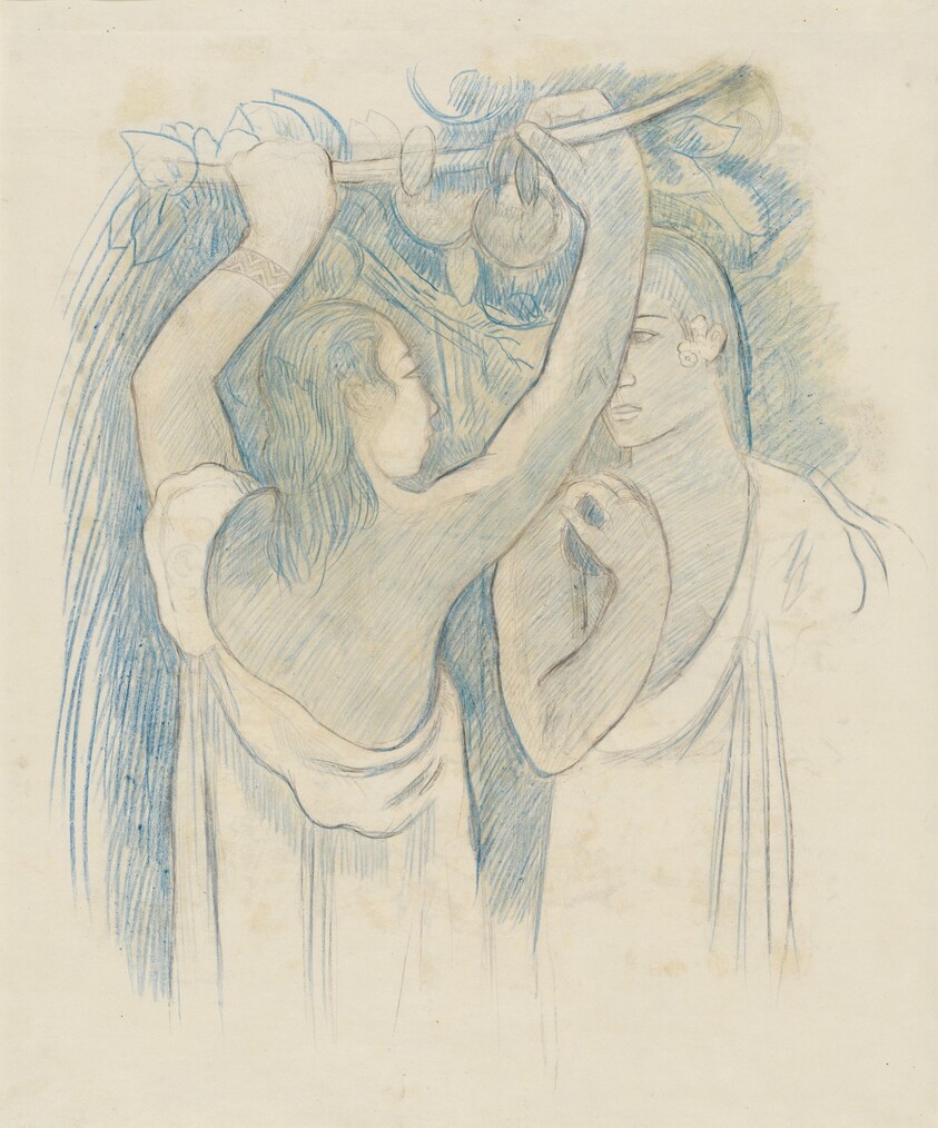 Two Tahitians Gathering Fruit [verso]